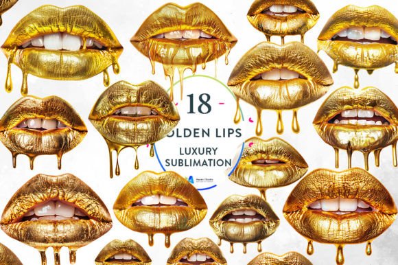 Download Luxury Golden Lips Sublimation Clipart - Lips sublimation Collection