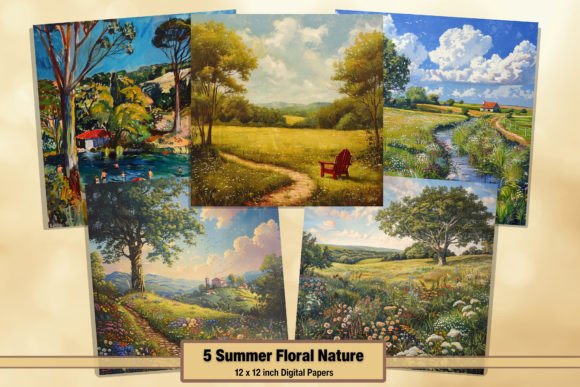Download Summer Nature Scene Digital Paper Pack 6 - Premium Resources